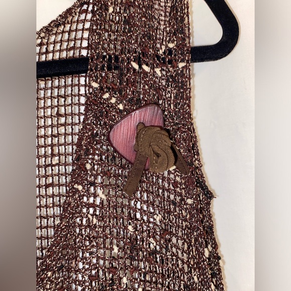 Magna Fashion Brown Crème Mesh Fishnet Slip On Style Overdress Sz 4x (26-28) - Picture 3 of 7